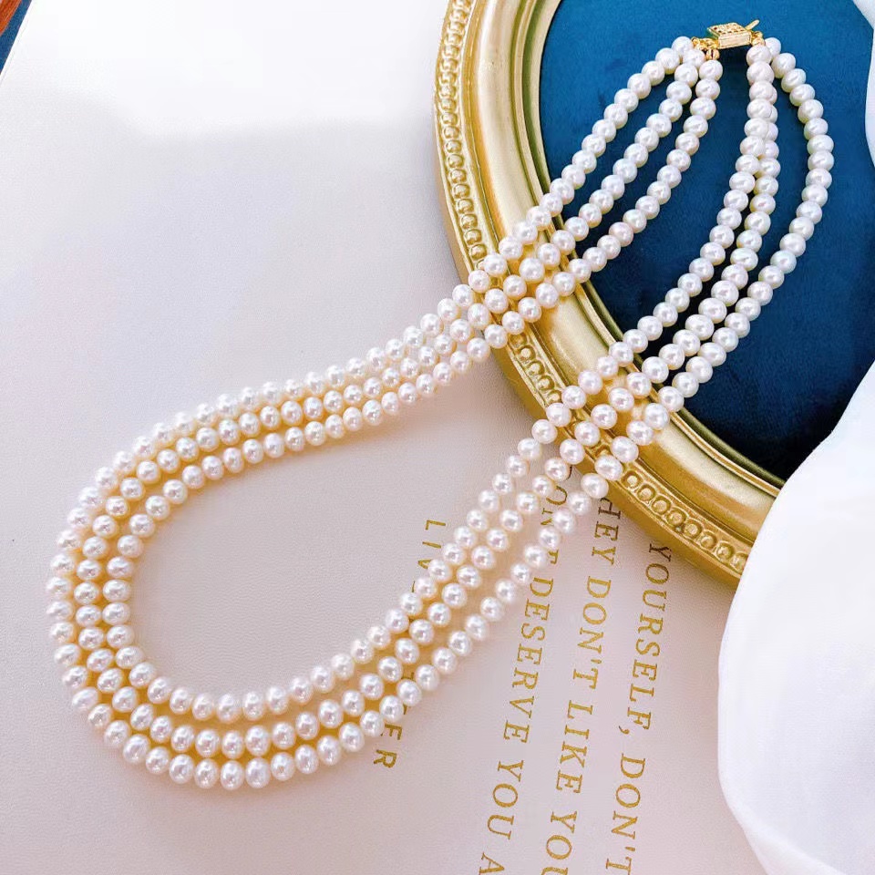 Pearl Trim Chain - Kalung Mutiara Hampir Bulat Air Tawar