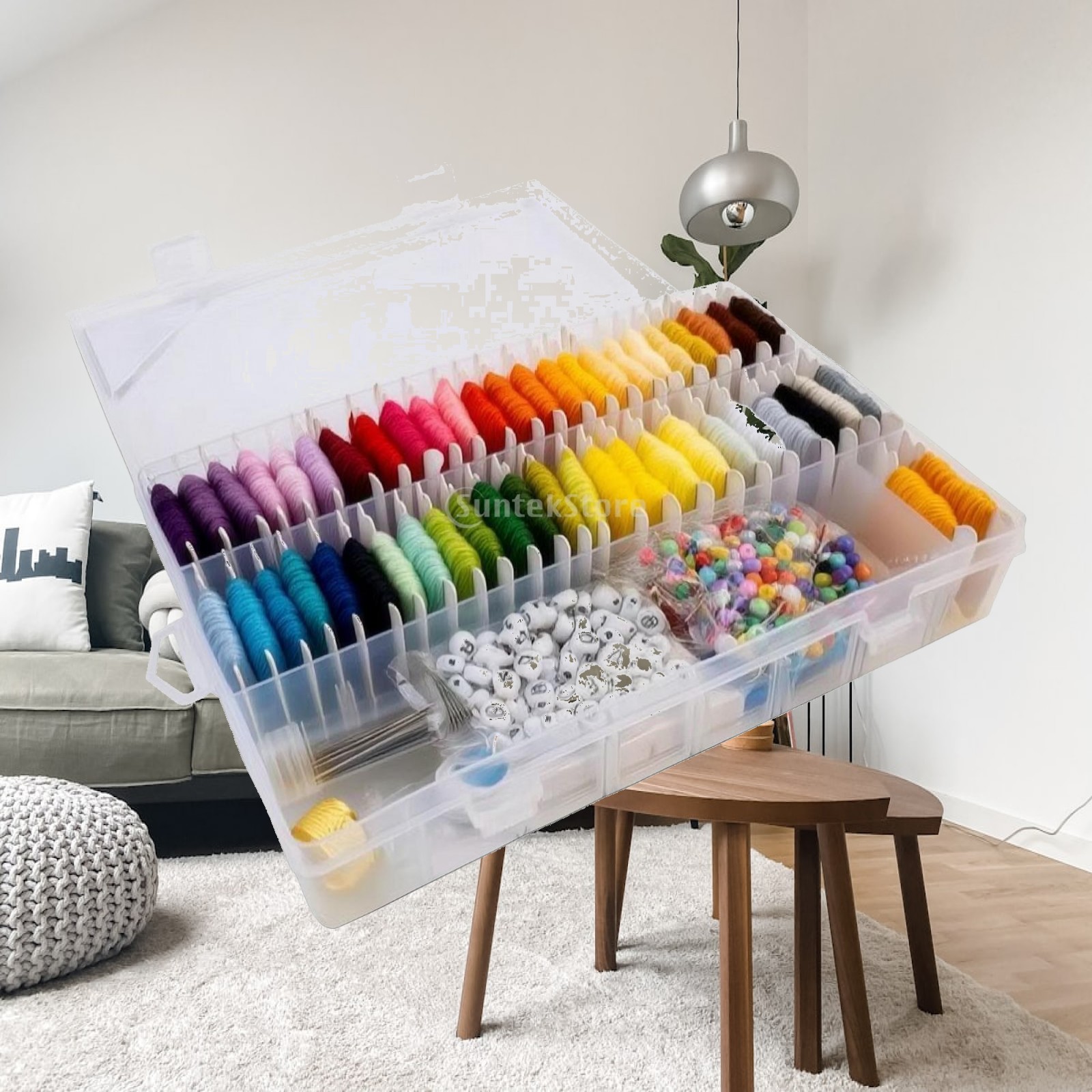 Embroidery Craft - Kit Benang Bordir dengan Organizer, Kotak
