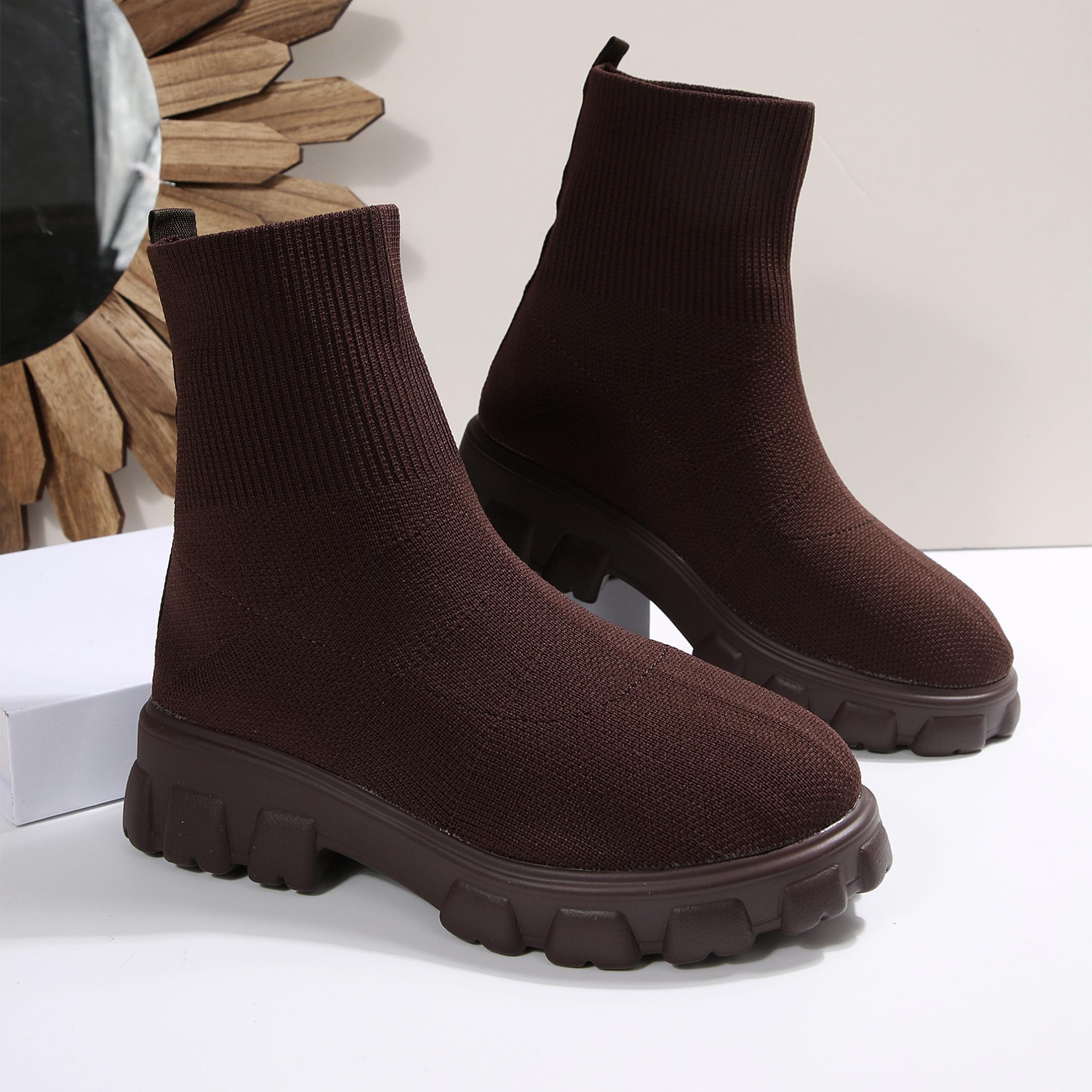 Sepatu Bot Wanita Nyaman, Ujun - Embellish Knit ulasan dan harga