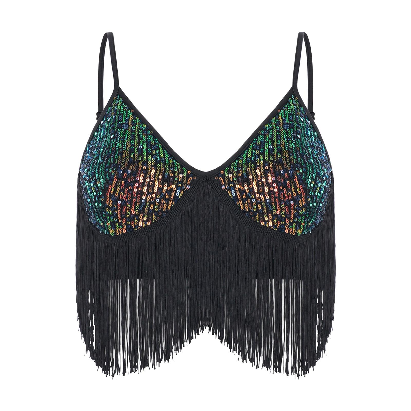 Atasan Crop Top Berkilauan den - Tassel Fringe Trim ulasan dan harga