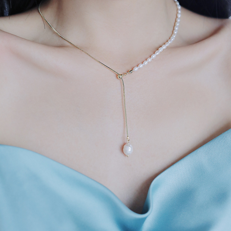 100% Mutiara Air Tawar Alami 1 - Pearl Trim Chain ulasan dan harga