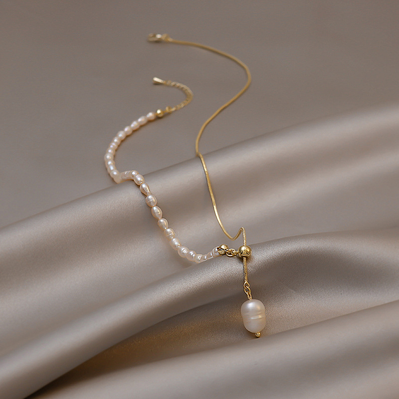 100% Mutiara Air Tawar Alami 1 - Pearl Trim Chain ulasan dan harga