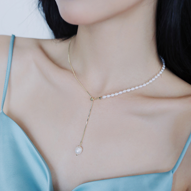 100% Mutiara Air Tawar Alami 1 - Pearl Trim Chain ulasan dan harga