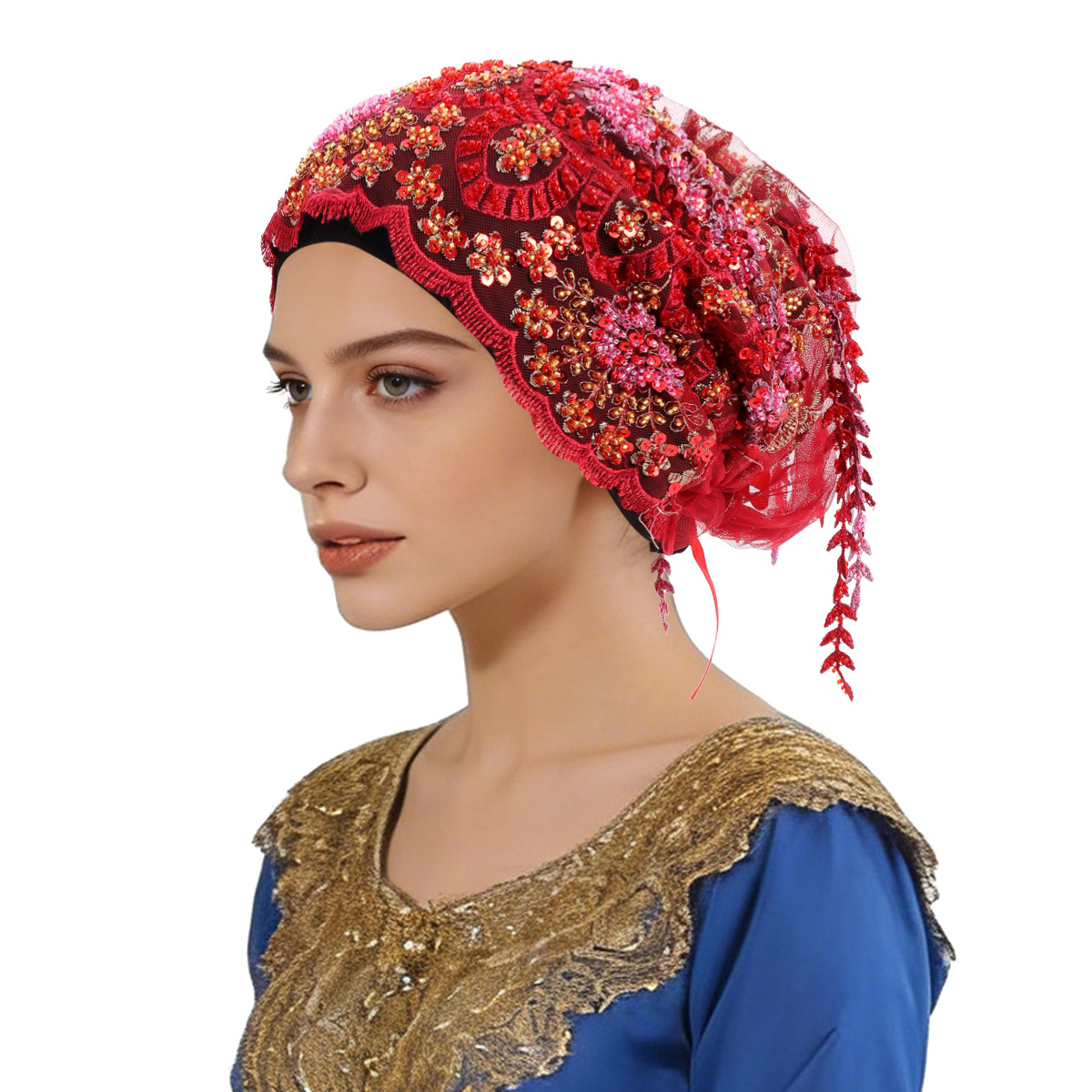Hijab Turban Mewah dengan Rumb - Tassel Fringe Trim ulasan dan harga