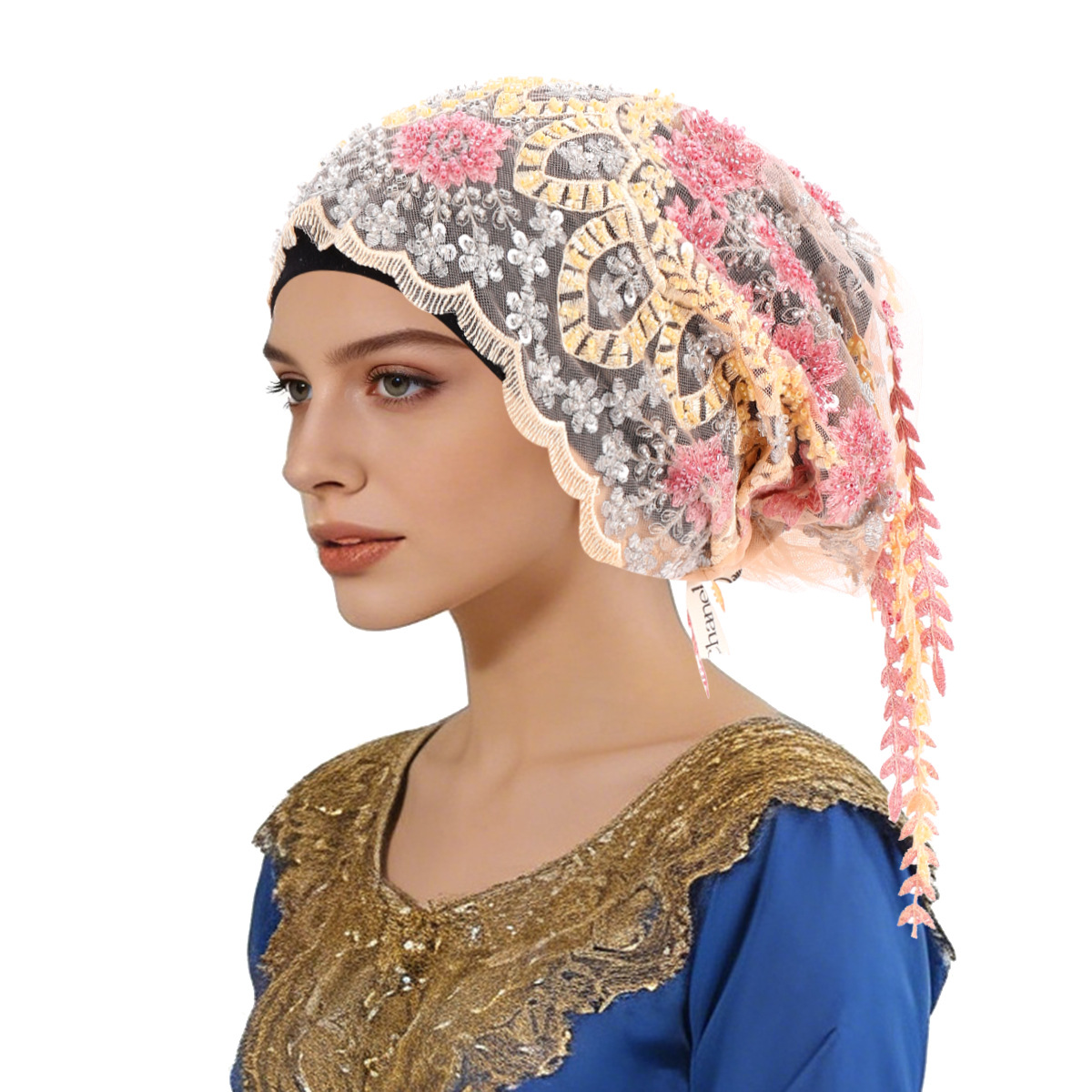 Hijab Turban Mewah dengan Rumb - Tassel Fringe Trim ulasan dan harga