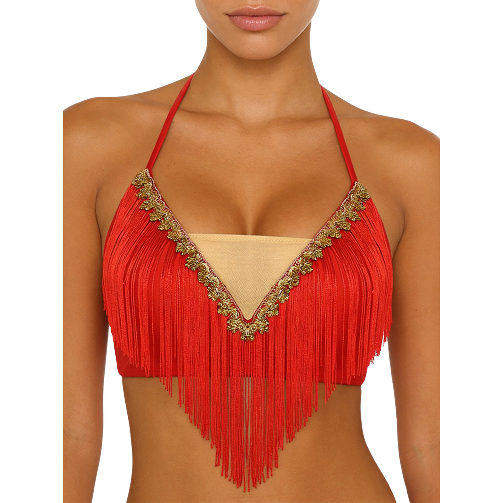 Atasan Crop Top Wanita Model T - Tassel Fringe Trim ulasan dan harga
